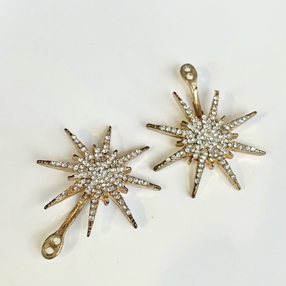 Elegant Starburst Crystal Ear Jacket Earrings Estate Piece - Picture 7 of 12